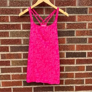 Asics Pink and White Speckled Criss Cross Strappy Halter Athletic Tank Top